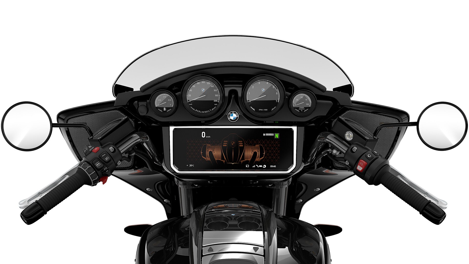 The cockpit boasts the analogue round instruments and the TFT display.