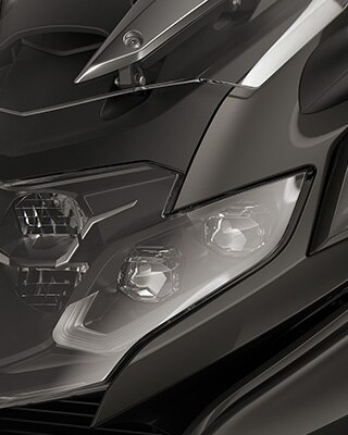 Focus on the LED headlights.