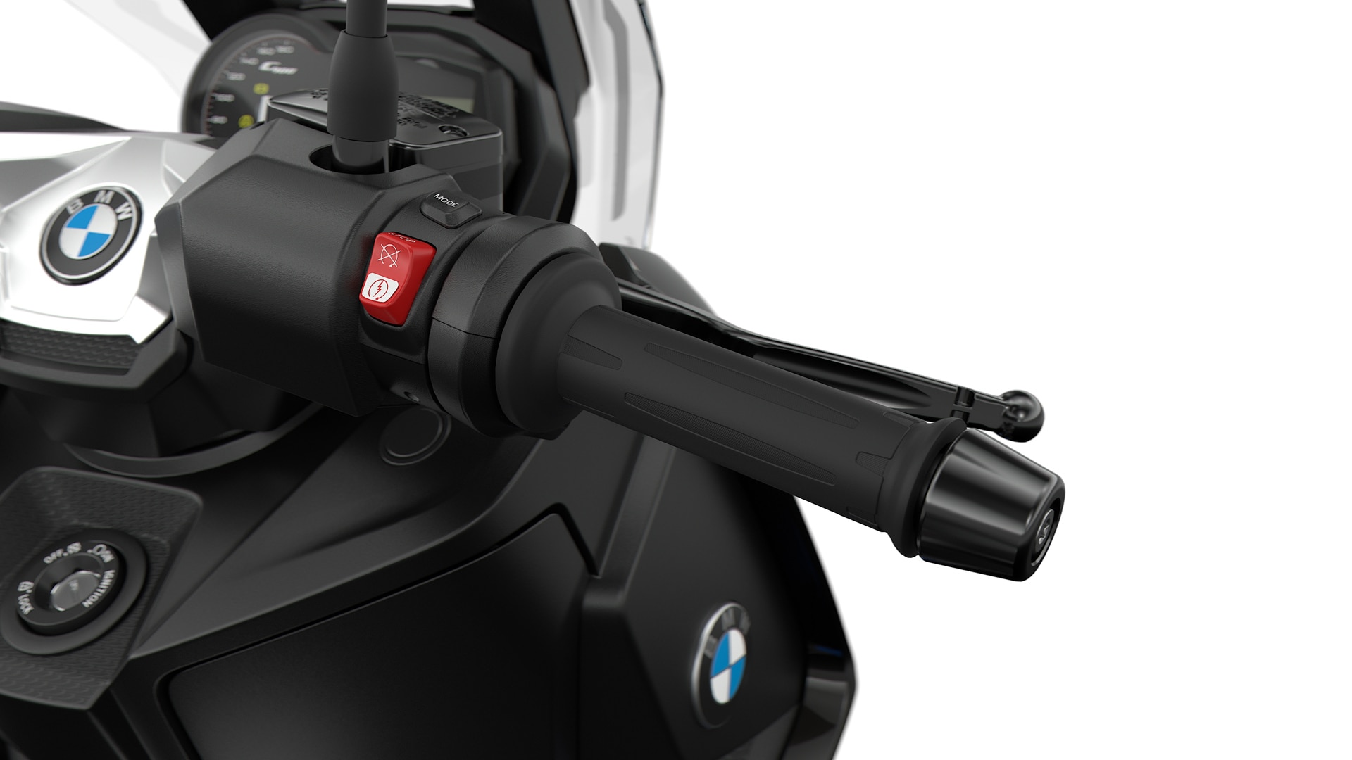 We see the throttle lever of the C 400 X.